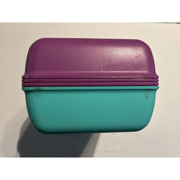Vintage Caboodles Makeup Case W/ 2 Pull Out Trays Mint Green/Purple Model 2602 - Picture 2 of 8